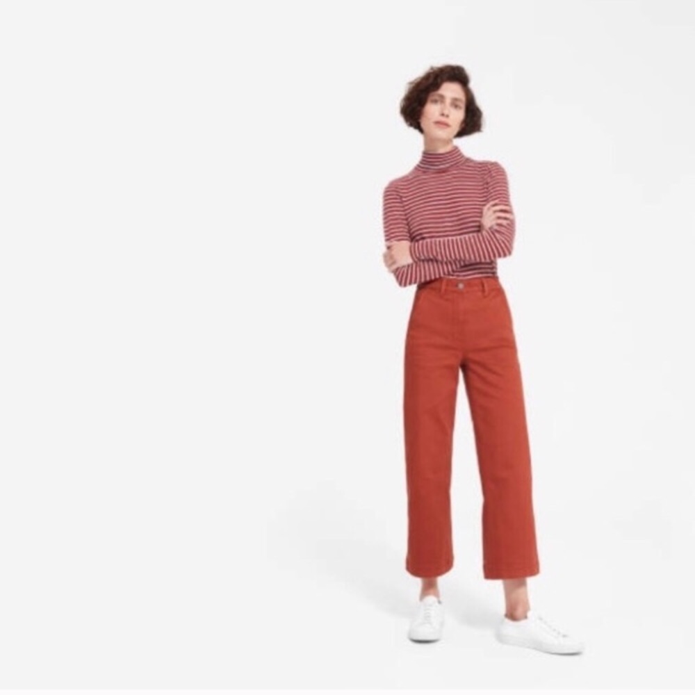 Everlane Wide Leg Crop Pants Faded Red Size 6